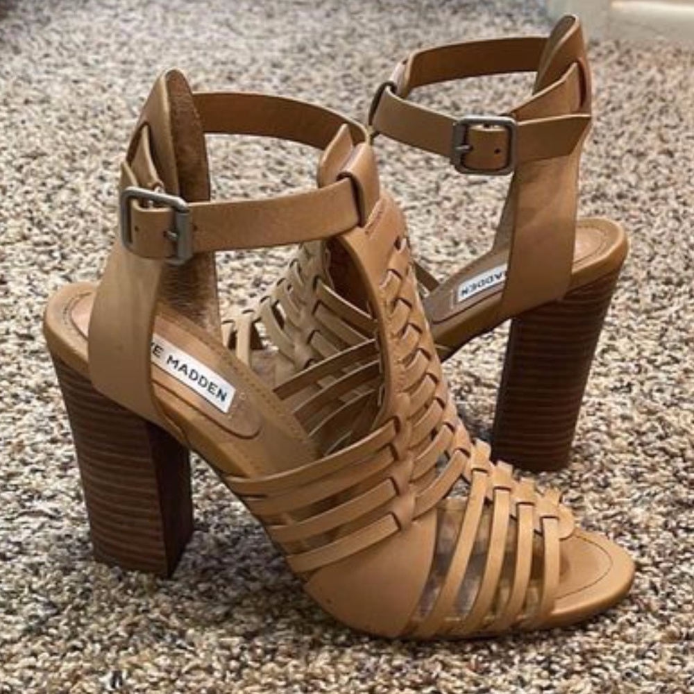 STEVE MADDEN Leather Huarache Sandals/Heels